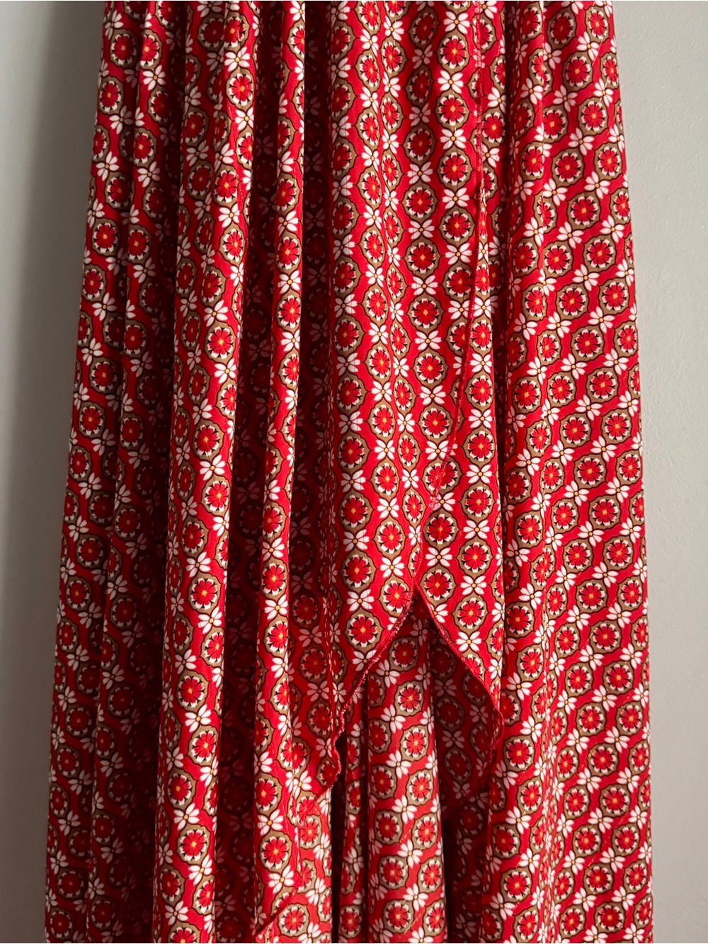 Molly Bracken Red Printed Spaghetti-Strap High-Low Boho Festival Dress Sz Small - Picture 9 of 10